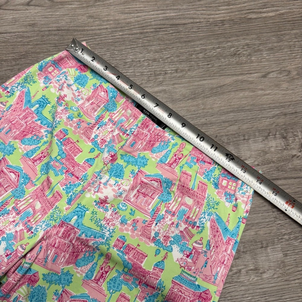 Harris Wallace New York Petite‎ Pink Green Novelty Print Ankle Pants Size 10P - Picture 4 of 11